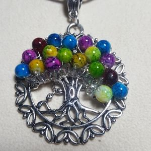 Tree of Life necklace colorful Glass & Swarovski